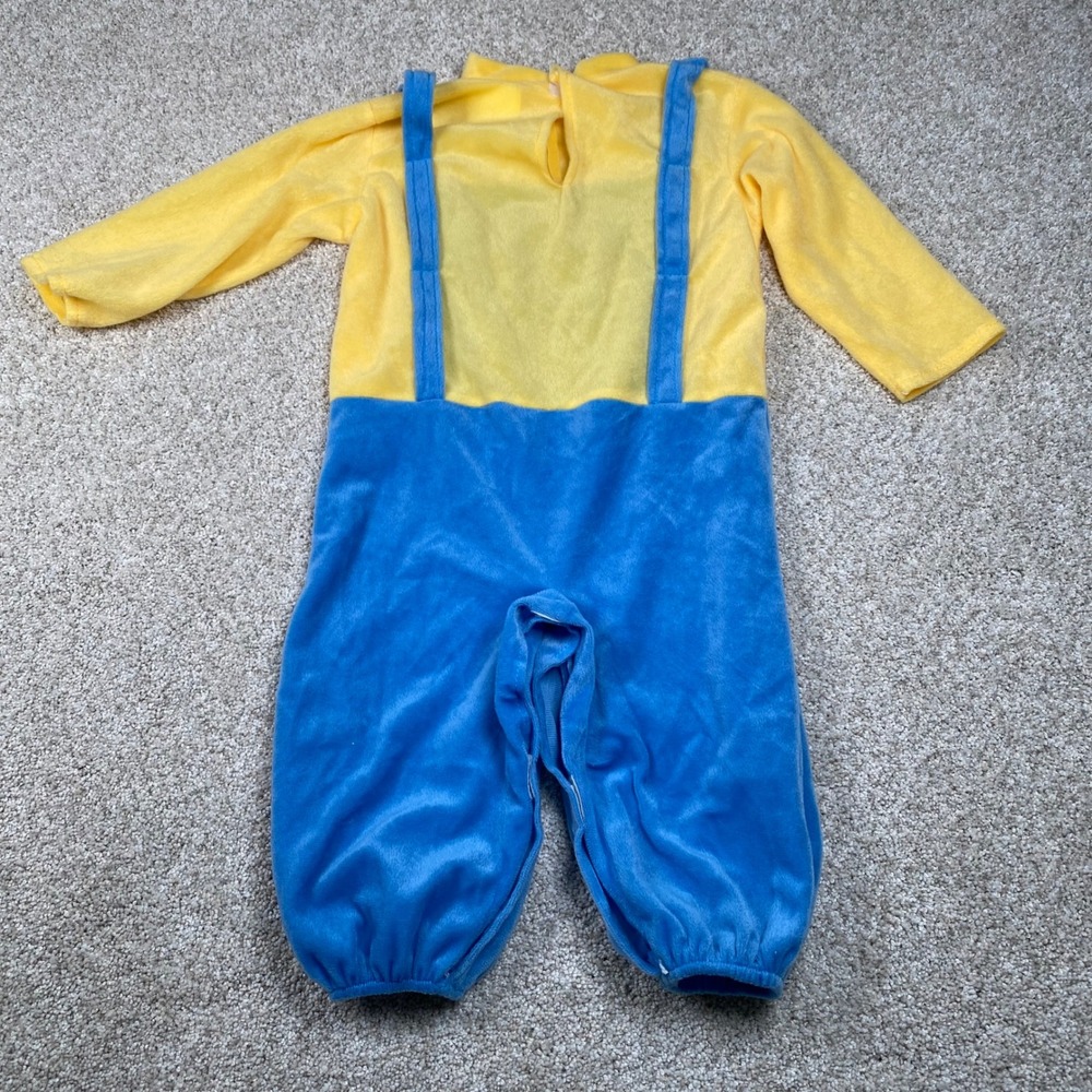 Minions Costume Toddler Blue Yellow One Piece Jumpsuit Soft Fleece - Picture 5 of 9